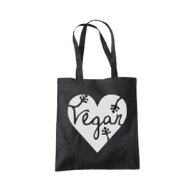 Vegan Heart Tote Bag - black One Size
