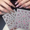 3Sheets French Leopard Nail Stickers Bow Nail Decals 3D Self-Adhesive