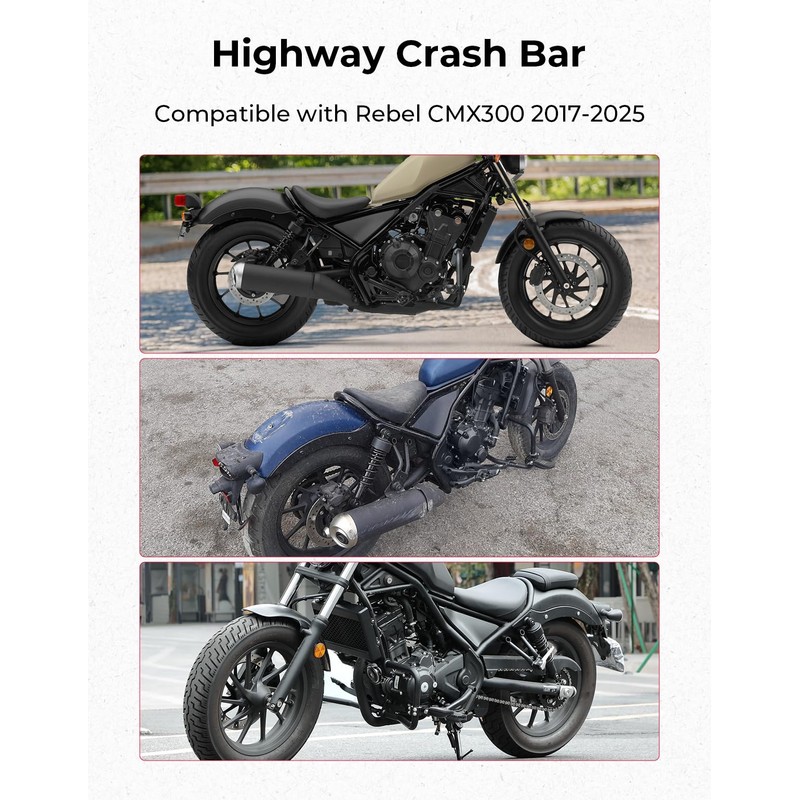 KEMIMOTO Engine Guard Highway Crash Bar Protector Compatible with Rebel
