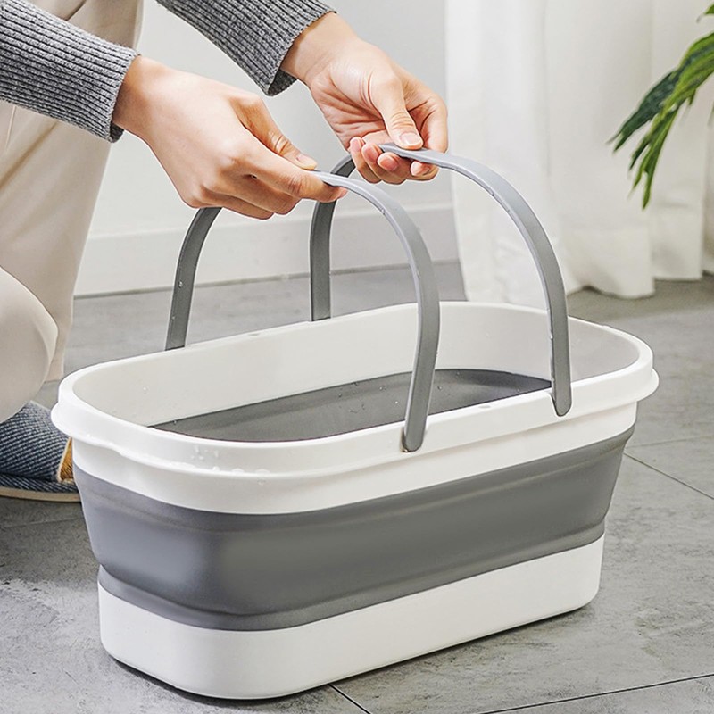 Large Collapsible Plastic Bucket with Wheels, 17L (4.5 Gallons) Cleaning