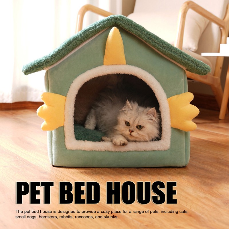 Pet Bed House Soft Warm Cat Bed Cave Detachable Cozy