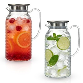 2 Pack 61 Oz BPA-Free Clear Plastic Pitchers with Lids
