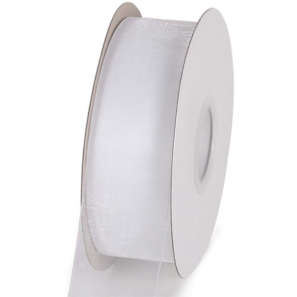 HRX Package Sheer Organza Ribbon White 1.5 inch, 100 Yard Mesh Wedding Ribbon for Christmas Presents Gift Wrapping