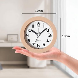 Chedin 10 cm Round Alarm Clock, Children's Alarm Clock, No Ticking Children's Alarm Clock, Silent Bedside Alarm Clock for Boys and Girls with Lighting (Pink)