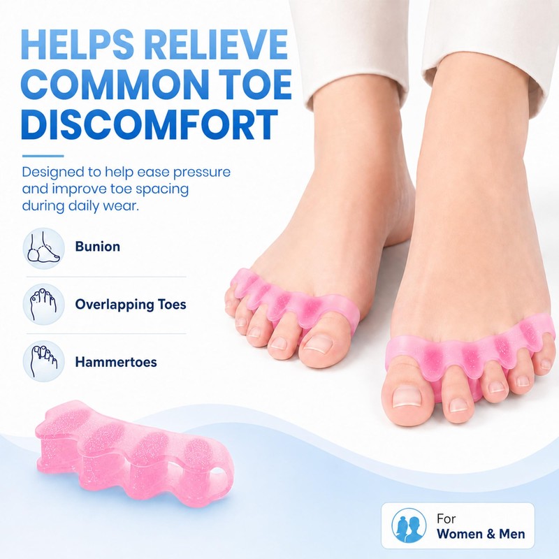 Soft Toe Separators for Women, 2 Pack for Pedicure and