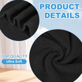 Keith LUN 6 Pack 100% Cotton Wash Cloth, 12x12Inch Highly Absorbent and Soft Feel Fingertip Towels, Machine Washable Washcloths for Bathroom, Gym, Hotel, Spa and Kitchen, Black