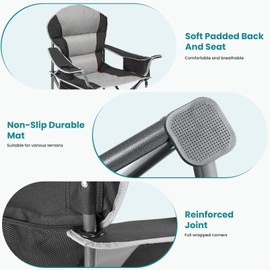 OLIXIS Heavy Duty Camping Chairs 450lbs Capacity Portable Folding Chair with Cup Holder and Cooler Bag,Sturdy Steel Frame Outdoor Chair for Backyard,Beach,Fishing