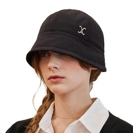 VARZAR VA Curved Stud Nylon Bonnet Hat, 4 Colors, Unisex, Korean Brand, Korean Fashion Hat, UV Protection, Deep, Small Face Effect, SNS Topic, Celebrity Wear, Black, 56 to 60 cm