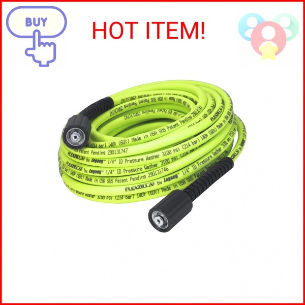 Flexzilla Pressure Washer Hose with M22 Fittings, 1/4 in. x