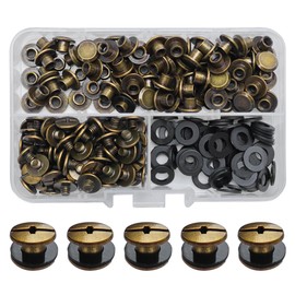 SHSMPXOY 90 Set Chicago Screws Posts for Leather Rivets M5*4mm Chicago Book Binding Screws Rivets Cross Head Chicago Button Screws for DIY Book Scrapbook Bookbinding, Bags,Collars(Bronze)