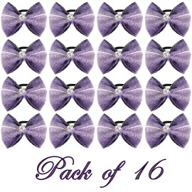 Horze Set of 16 Metallic Mane Bows - Horse Decorations - Horze - Purple - One Size