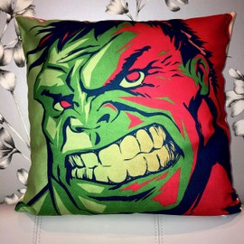 The Beach Stop Incredible Hulk Superhero Scatter Cushion Cover | Unique Design | Boys & Girls Bedroom Decor | Gift Idea for Superhero Fans | 45x45cm 18x18” | Hulk Angry