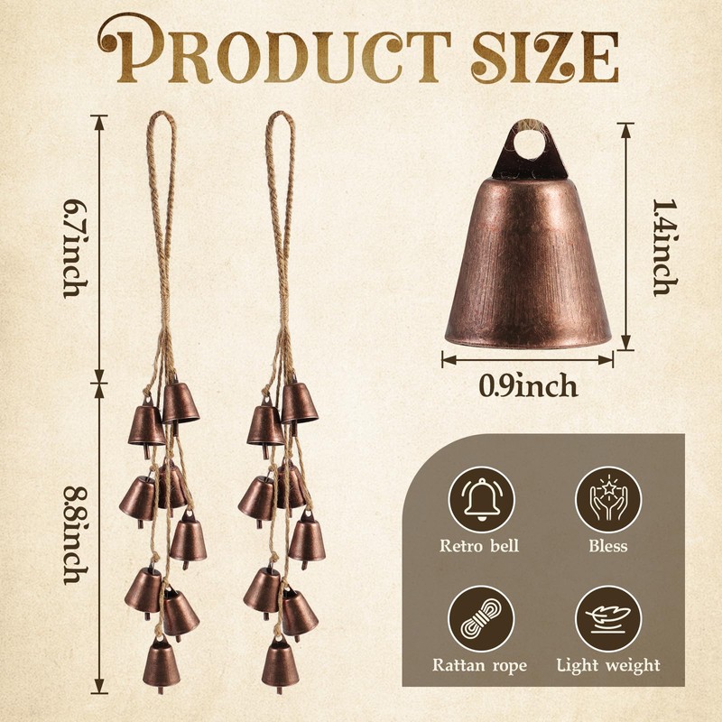 2 Pack Witch Bells for Door Knob Protection Outdoor Bells