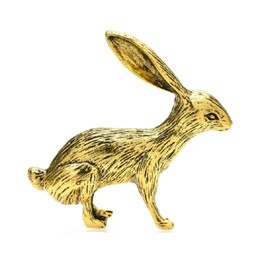 Golden Rabbit Brooch, Vintage Feel Hare for Women in a Gift Bag