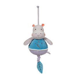 GIPSY Toys - Hippo - Music Box - Musical Plush Toy - Bamboo Series - 26cm S/Card - Blue and Grey - 1st Age