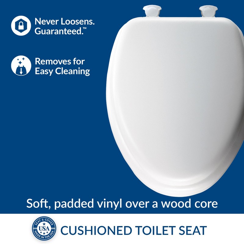 Mayfair Padded Toilet Seat, Cushioned Soft Vinyl over Wood Core