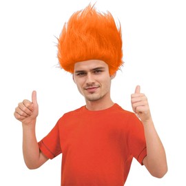 AIVibrat Orange Wig Hair Headband Costume Funny Wigs Blue Wigs for Women (Orange, Medium)