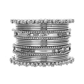 Aheli Antique Oxidised Silver Indian Traditional Bollywood Bangle Set Jewelry Gift for Women Size 2.8"