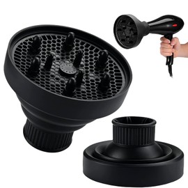 Calmind Difusor Plegable de Secadora - Difusor Universal para Secadores de Pelo y Rizadores, para Rizos Perfectos, High temperature Anti-Frizz Styling Accesories 40-45 mm Color Negro