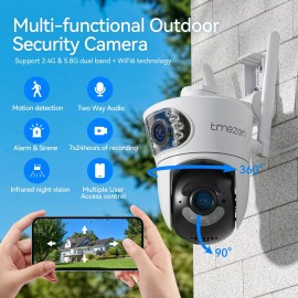 TMEZON Dual Lens 4MP WiFi Security Camera Zoom Outdoor Home Night Vision CCTV PTZ HD