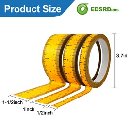 EDSRDRUS 3 Pack Ruler Tape 1/2, 1, 1-1/2 inch Masking Tape Measure, Repeating 12inch Imprint Adhesive Tape Measure, No Residue & Waterproof Ruler Tape for Painting, Sewing & DIY (White)
