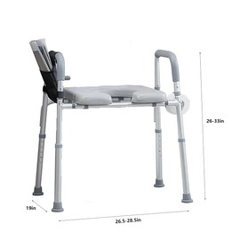 Raised Toilet Seat with Handles, 4in1 Elevated Toilet Seat Riser 350lbs, Width and Height Adjustable Padded Toilet Seat Risers for Seniors, Shower Chair with Padded Seat & Adjustable Padded Arms