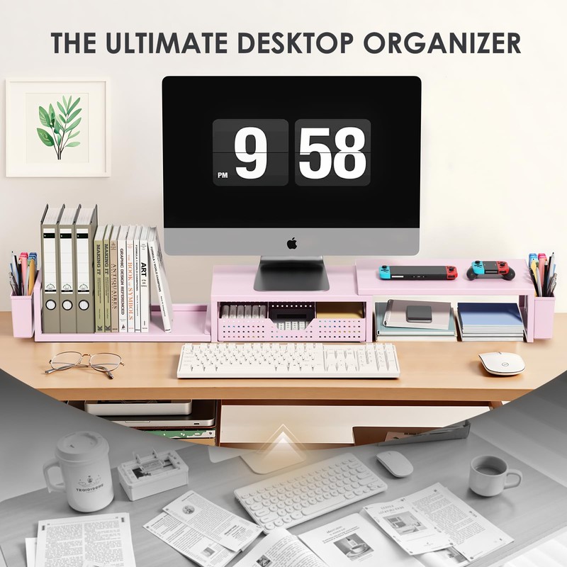 OPNICE Desk Organizers and Accessories, Dual Monitor Stand Riser with