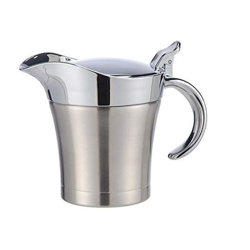 Stainless Steel Double Insulated Gravy Boat with Hinged Lid (16