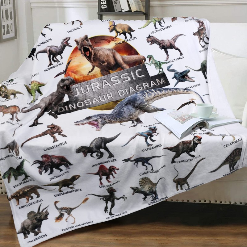 Kids Blanket Machine Washable Dinosaur Pattern Soft Plush Blanket for