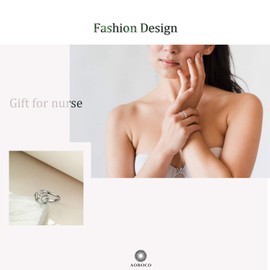 AOBOCO Sterling Silver Stethoscope Ring Heartbeat EKG Ring, Clear Crystal from Austria, Doctor Nurse Gifts Medical Jewelry for Women, Medical Student RN Nurse Gifts for Graduation Nurse Week