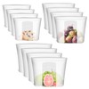 12-Pack Reusable Silicone Food Storage Bags, 100% Silicone Stand-Up Wide-Open