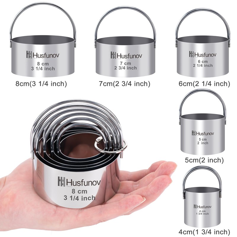 Biscuit Cutter Set Round Cookie Cutters with Handle 5 Pieces