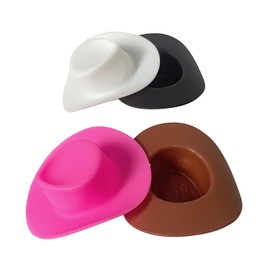 JAGTRADE Plastic Mini Cowboy & Cowgirl Hats (Pack of 10) - Western Dolls Hat - Cute Party Props - Brown
