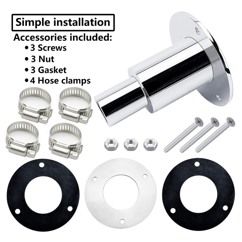 LEQMG Diesel Heater Thru Hull Exhaust Skin,Marine Grade 316 Stainless