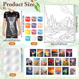 Dispowreath 20 Pack Pre Drawn Canvas for Painting Drawn Canvas Paint Kit Pre Printed Canvases for Sip and Paint Party Favor DIY Virtual Party Birthday Gifts Adult's Date Night (Natural Scenery Flower)