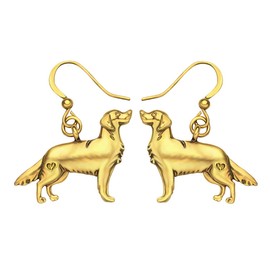 NEWEI Cute Golden Retriever Gifts for Women Golden Retriever Earrings Dangle Dog Jewelry Dog Mom Charms (Gold Plated)