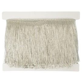 Trims By The Yard 4" Glitter Chainette Fringe Trim, Polyester-Made Decorative Fringes, for Costumes, Home Decor, and Festive Items, 5-Yard Cut, Metallic Silver