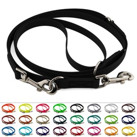 Lennie Multi-adjustable BioThane Lead, 9 mm Wide, 1.75 to 5 m Long, Stitched, Many Colours, Double Lead, customisable, 3,0 m, Black