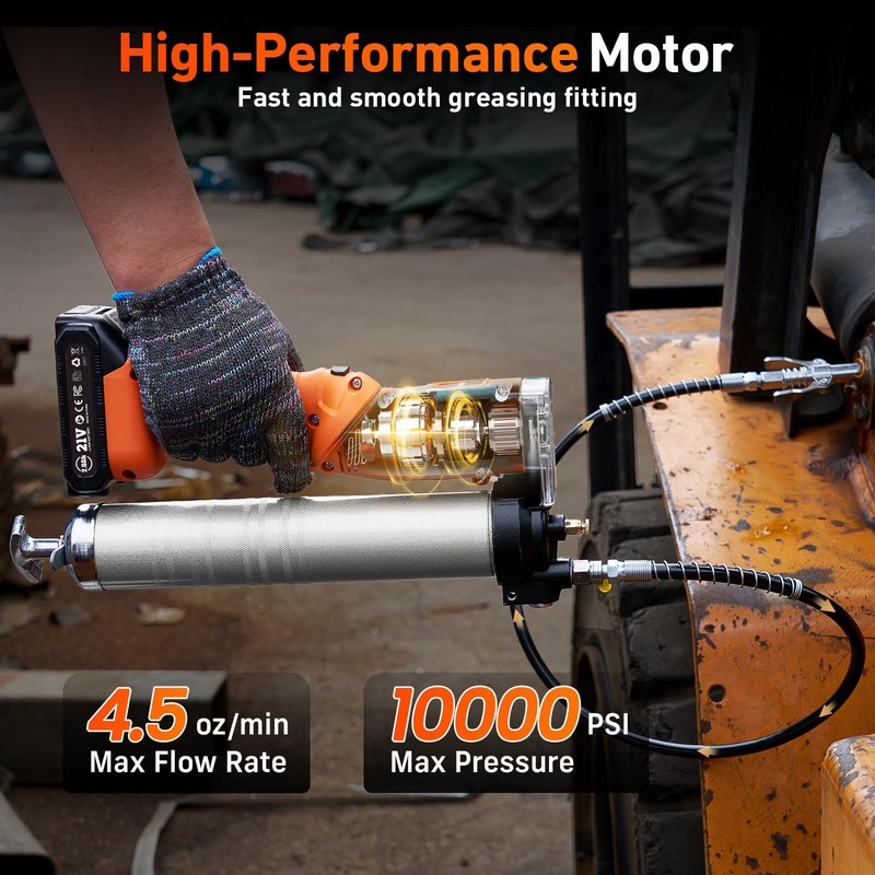 TaskStar 2-in-1 Electric Grease Gun: 10,000 PSI High-Pressure Battery Powered