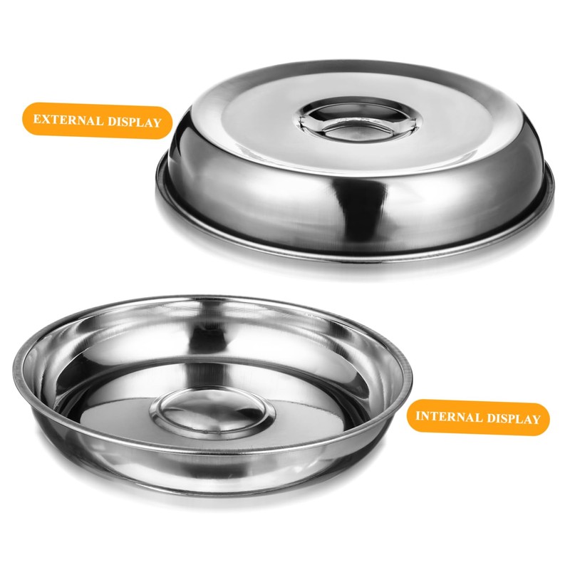 WOONEKY 2Pcs Stainless Steel Food Covers for Steak Oilproof Dish