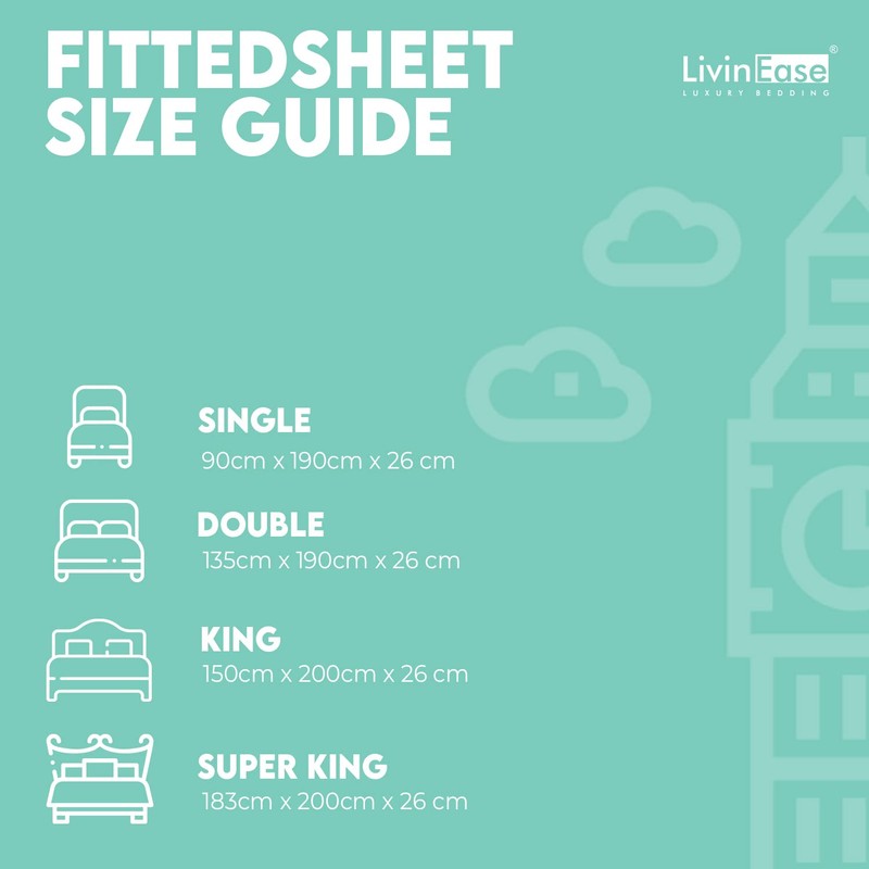 LivinEase Classic Super King Fitted Sheet -10inch(26cm) Deep Cotton Blend