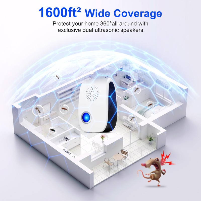 2025 Upgraded Ultrasonic Repeller 8 Packs, Indoor Repellent for Mouse,