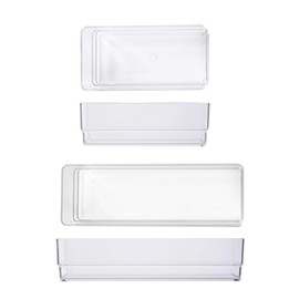 LilGift ARAD 2 Pieces Clear Vanity & Drawer Organizer, Acrylic Organizer, Drawer Divider, Makeup Bathroom Organizer, Kitchen Utensils