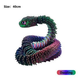 FOLANDO 3D Printed Snake, 40 cm 3D Snakes Figure Full Articulated 3D Printed Viper Animal Flexible Joints Home Decor Executive Desk Office Decor Crystal Dragon Gift
