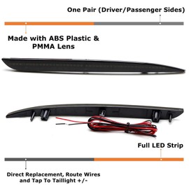 iJDMTOY Dark Smoked Lens 90-SMD Full LED Rear Bumper Reflector Light Trim Compatible With 2015-up Chrysler 300, Function as Tail or Rear Fog Lights