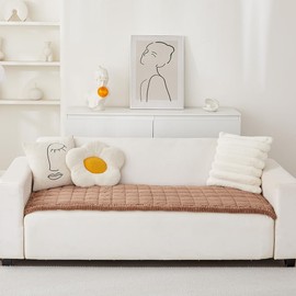 Awjcsv Couch Cover for Dogs Washable, Fuzzy Pet Couch Covers for Sofa, Couch Covers for 3 Cushion Couch Sofa Pet Friendly, Non Slip Sofa Cover (Dark Brown, 27.6" x 59")