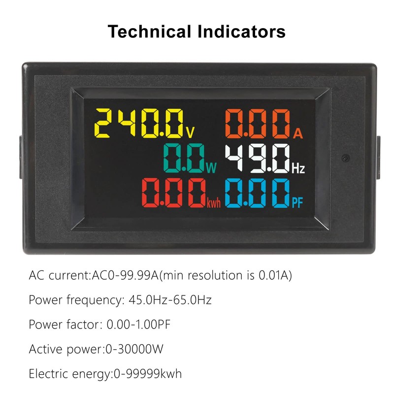 Taikemeti Electric Power Detector Multi-function Meter (AC 40-300V 100A) LCD