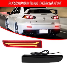 GTINTHEBOX - Lente ahumada LED para parachoques trasero, luz trasera de freno con luces de señal de giro secuencial e iluminación de freno estroboscópico para Mitsubishi Lancer, Evolution X o