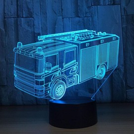HPBN8 Ltd 3D Fire Engine Night Light Lamp 7/16 Color Change LED Lamp USB Powered Remote Control Touch Switch Decor Decorations Valentines Room Decoration Birthday