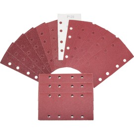 FEIHU 60 pieces 93 x 185 mm sandpaper set, 40 60 80 120 180 240 grit rectangular sanding pad with Velcro fastener 8 holes sanding sheet set for Bosch sanders and rectangular sanders